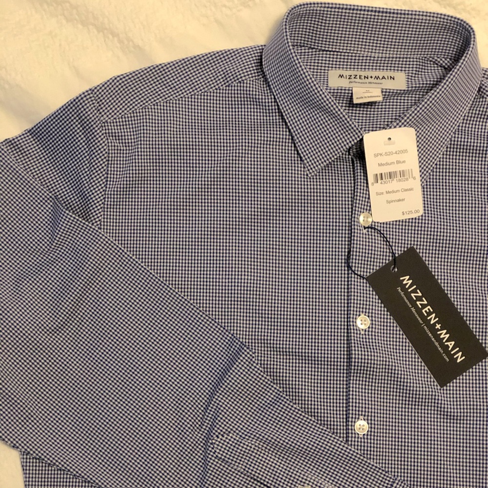 Mizzen + Main Spinnaker Gingham Blue Dress Shirt
